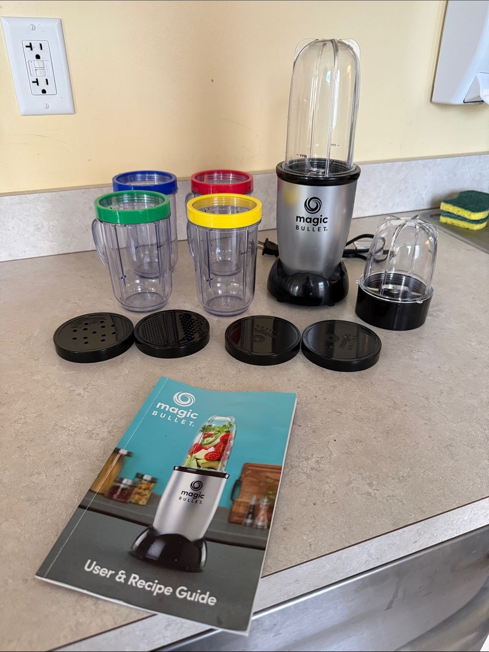 Compact Blender Set - Silver with Multi-Color Cups